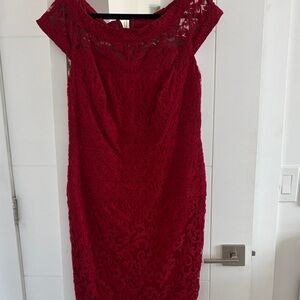 Tadashi Shoji Scarlet Lace Midi Dress